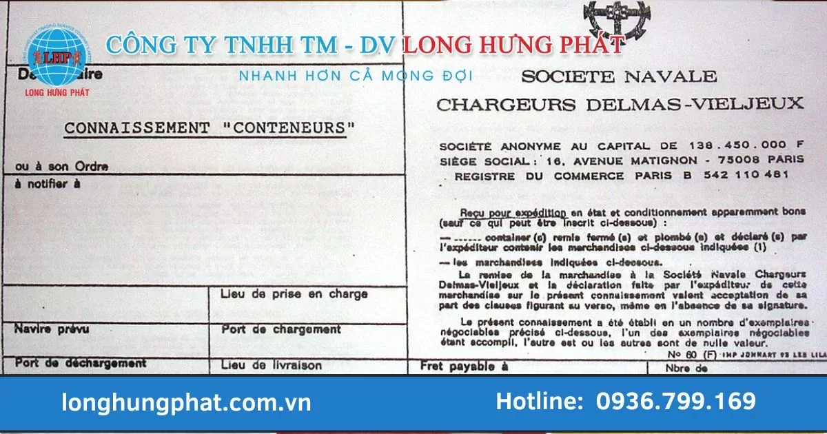 Bill of Lading mẫu