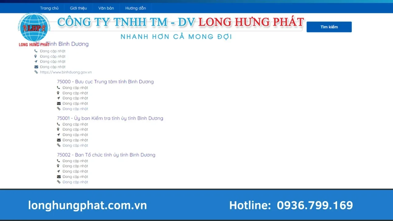 Tra cữu mã ZIP code Bình Dương