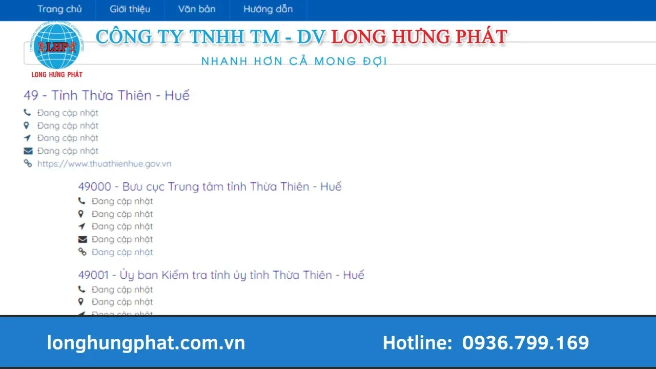 Tra cứu mã bưu chính Huế