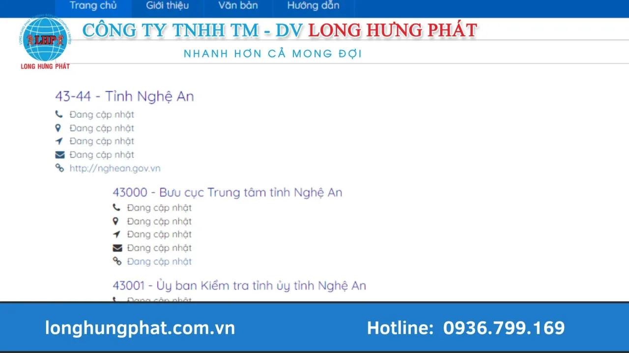 tra cứu mã bưu chính Nghệ An